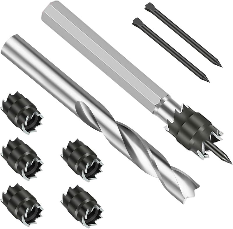 EEEKit 9PCS Rotary Spot Weld Cutter 3/8", HSS Spot Weld Removal Tool with 5/16" Twist Drill Bit for Metal, Double Sided Spot-Weld Drill Bits for Automobile, Masonry Drilling Bit for Removing Spot-Weld - Image 1